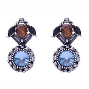 Blue Multi Colored Crystal Drop Earrings